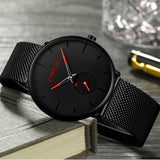 Men Slim Mesh Steel Waterproof Sport Watch