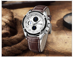 Men Fashion Genuine Leather Chronograph Watch