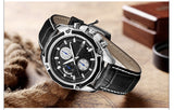 Men Fashion Genuine Leather Chronograph Watch