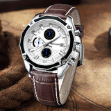 Men Fashion Genuine Leather Chronograph Watch