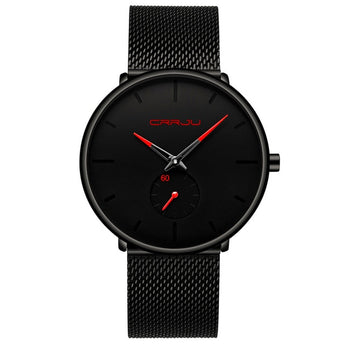 Men Slim Mesh Steel Waterproof Sport Watch