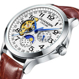 Men Sport Leather Tourbillon Automatic Watch