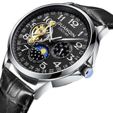 Men Sport Leather Tourbillon Automatic Watch