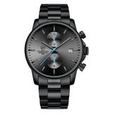 Men Casual Stainless Steel Sports Waterproof Watch
