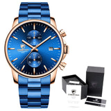 Men Casual Stainless Steel Sports Waterproof Watch