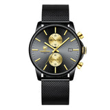 Men Casual Stainless Steel Sports Waterproof Watch
