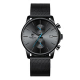 Men Casual Stainless Steel Sports Waterproof Watch